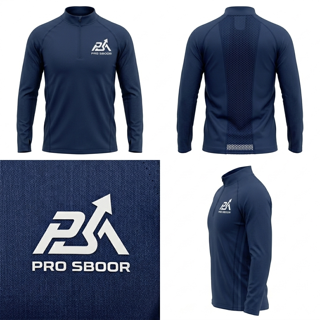 PRO SBOOR™ Men's Stealth Quarter-Zip Pullover | Navy Blue | Technical Interlock & Hex-Mesh